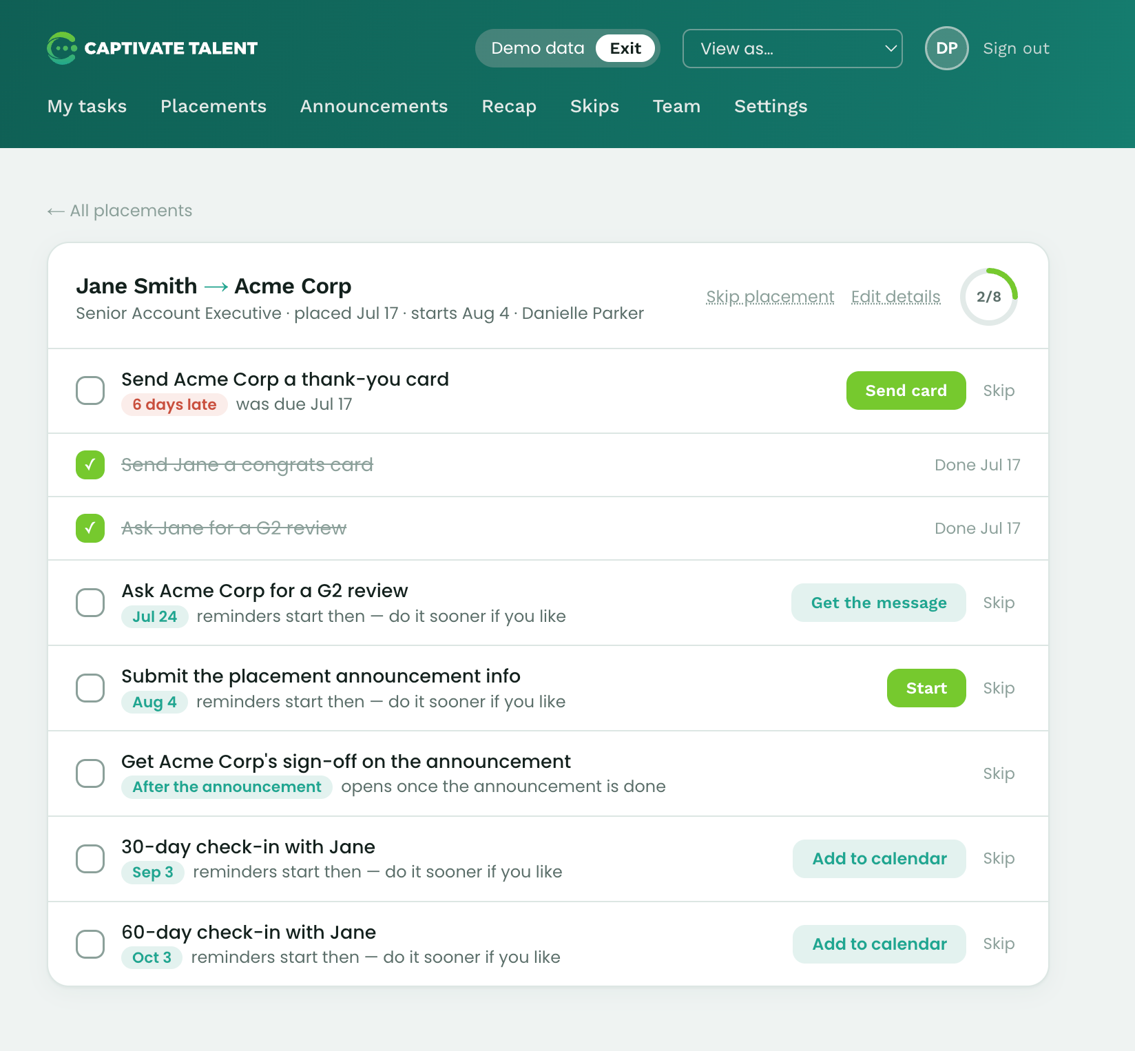 Demo check list