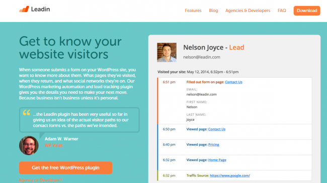 Leadin homepage