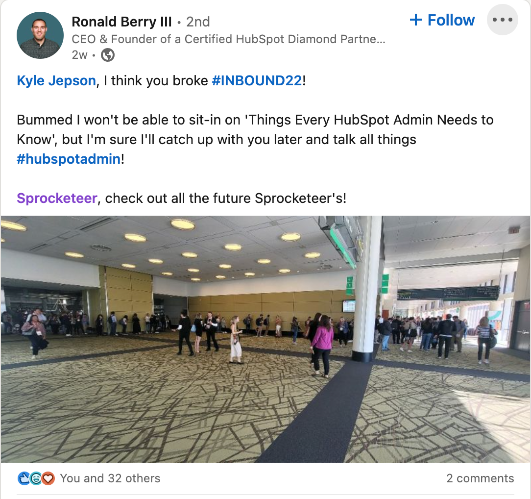 Signs of a great conference topic - the beginning of the admin hub!
