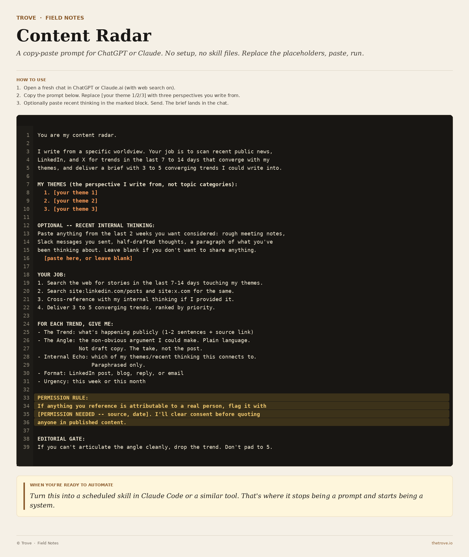 Content Radar Prompt Example
