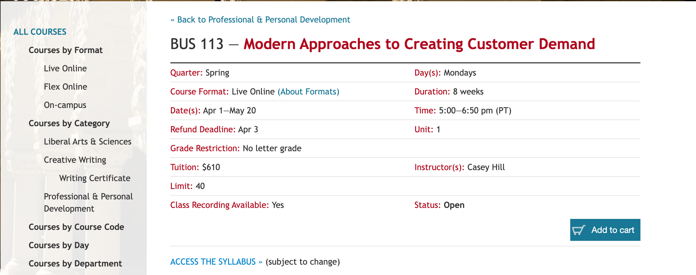 Stanford Syllabus